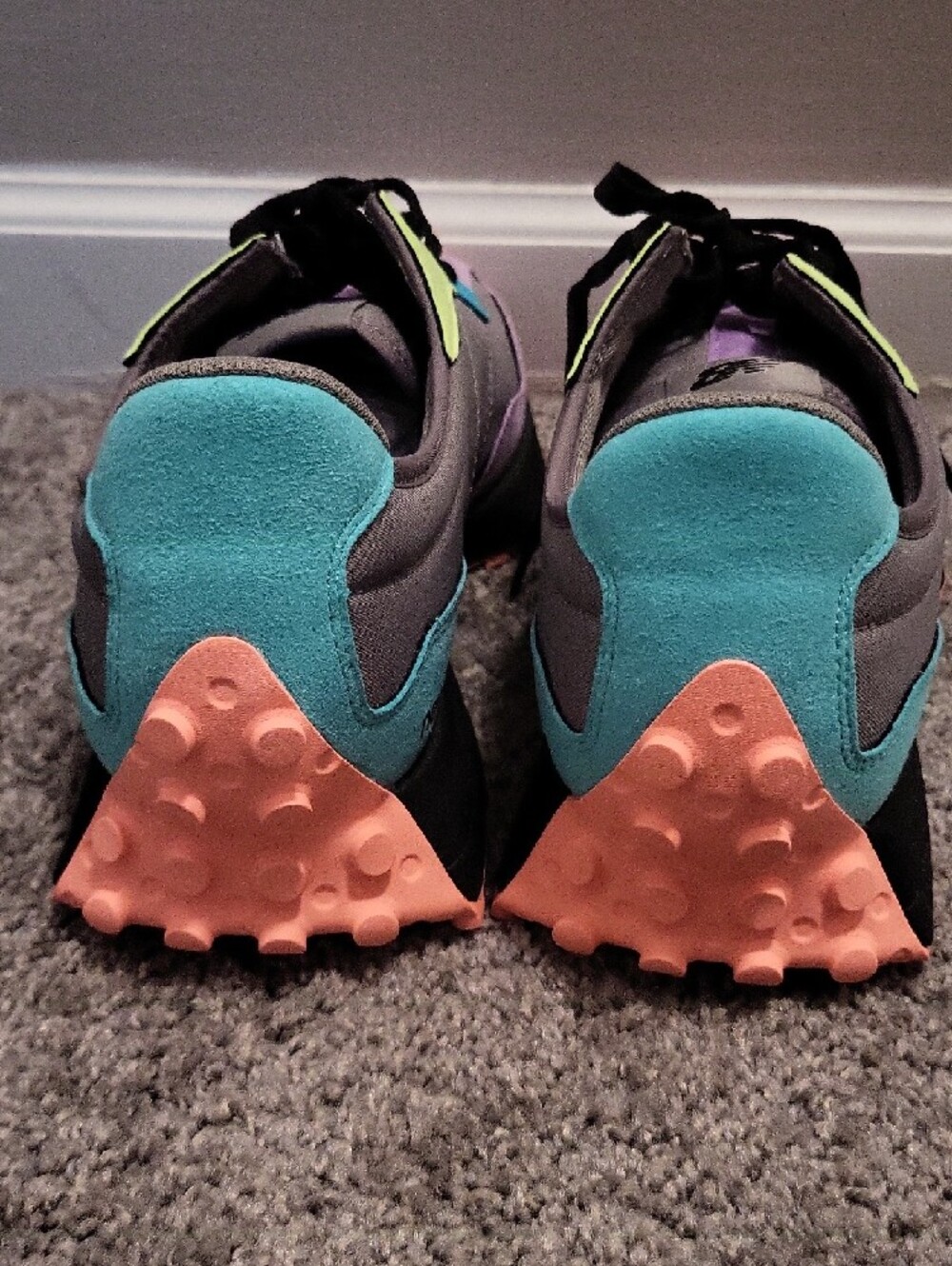 New Balance Men's 327 Colorblock Runner — Purple, Teal & Neon Accent - Picture 4 of 9